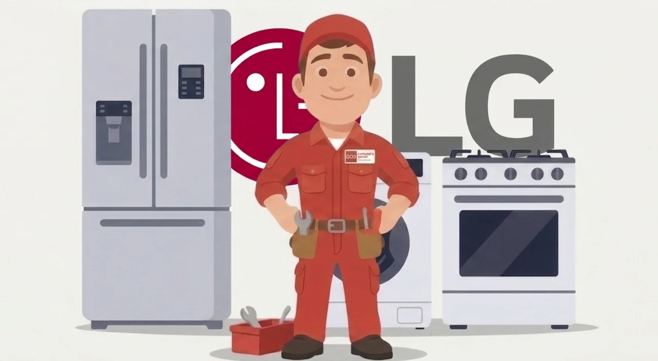 LG appliance repair technician at work