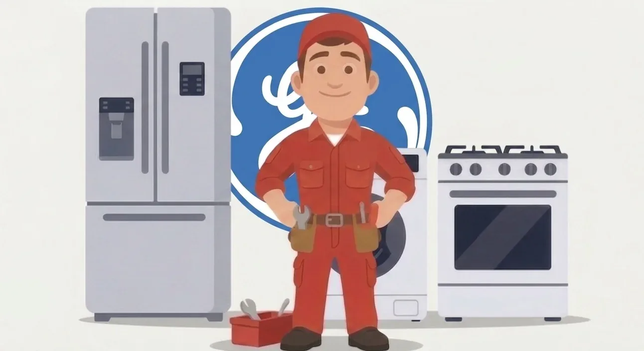 GE appliance repair technician at work
